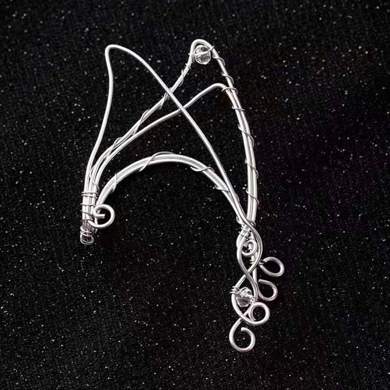 Yolmina Elven Ear Cuffs for Women, Handmade Elf Fairy Earrings Cuff Wrap Clip-on Filigree Earrings for Fantasy Fairy Halloween Costume, Cosplay, Wedding, Handcraft (Silver) - Image 4